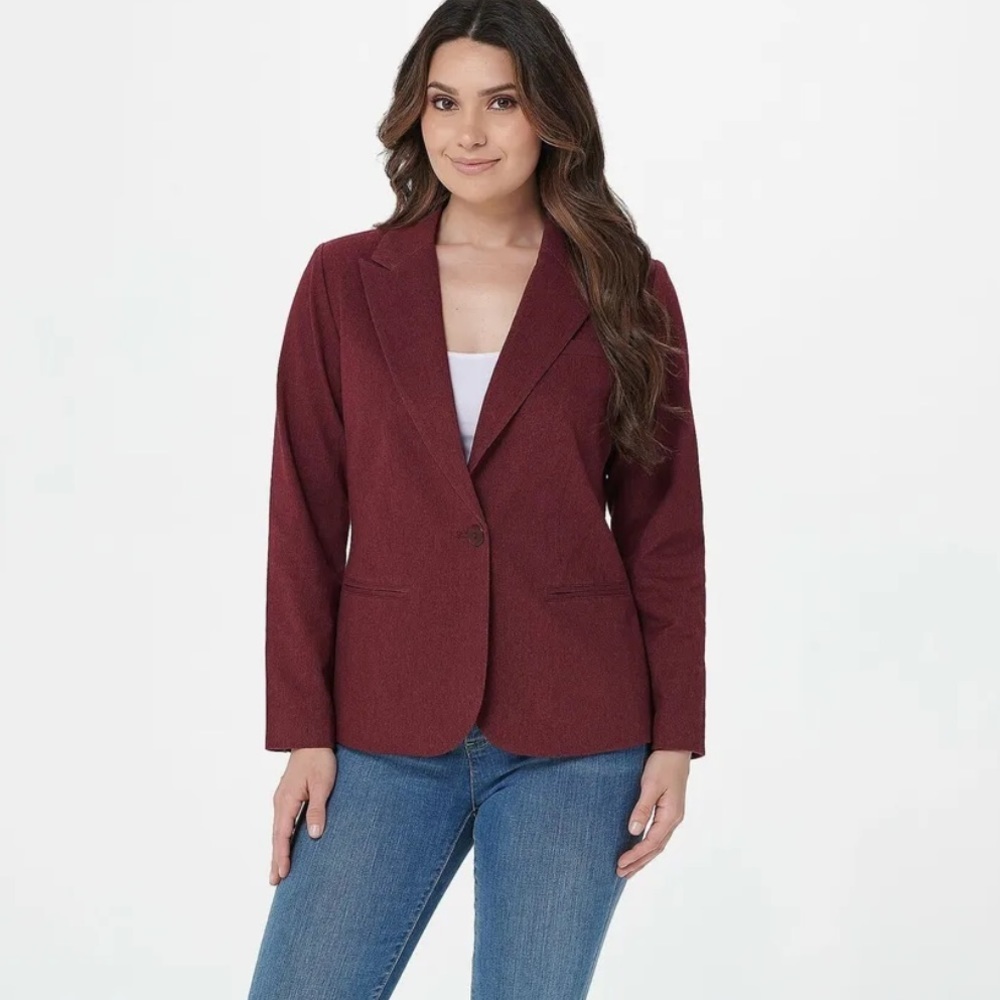 NWOT Joan‎ Rivers Stretch Burgandy Blazer XS